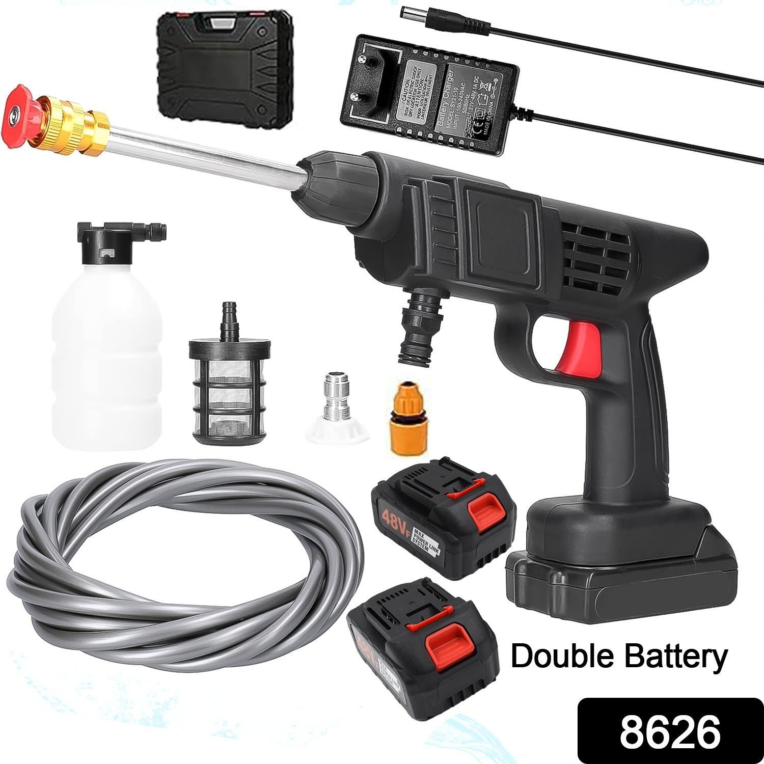 Double Battery 48v Rechargeable Electric Car Washer Gun (1 Set) Double Battery 48v Rechargeable Electric Car Washer Gun (1 Set)
